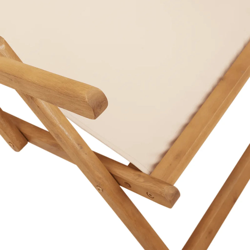 Folding Chair Beige Solid Wood Eucalyptus and Fabric