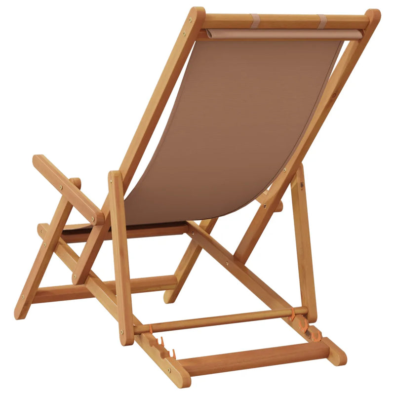 Folding Chair Taupe Solid Wood Eucalyptus and Fabric