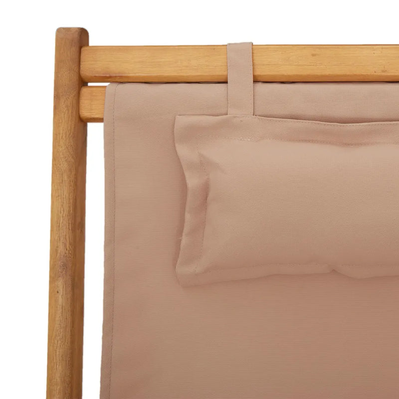 Folding Chair Taupe Solid Wood Eucalyptus and Fabric