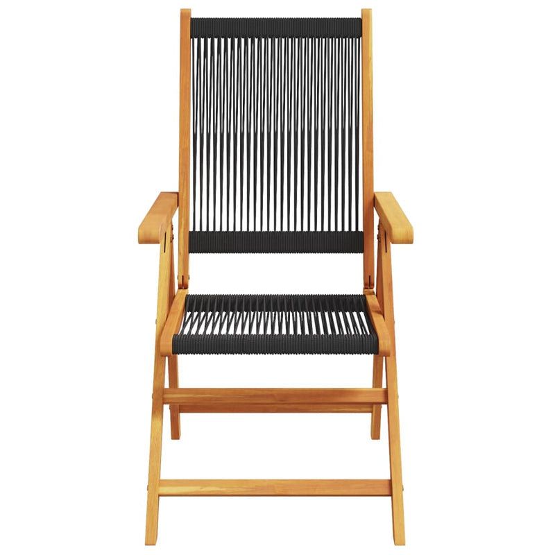 vidaXL Garden Chairs 2 pcs Black Solid Wood Acacia and Polypropylene