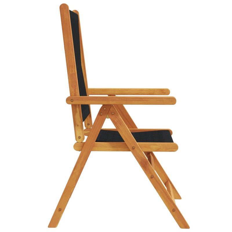 vidaXL Garden Chairs 2 pcs Black Solid Wood Acacia and Polypropylene
