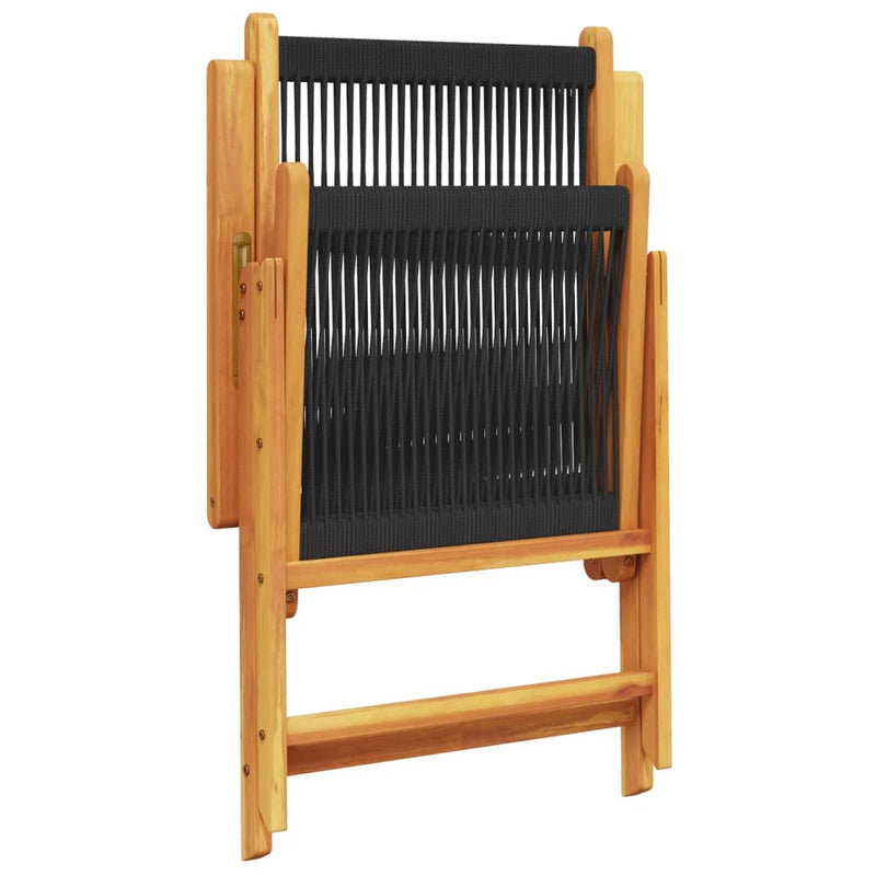 vidaXL Garden Chairs 2 pcs Black Solid Wood Acacia and Polypropylene