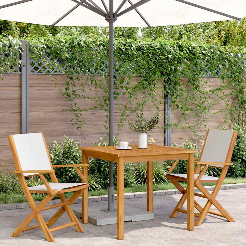 vidaXL Garden Chairs 2 pcs Cream White Solid Wood Acacia and Fabric