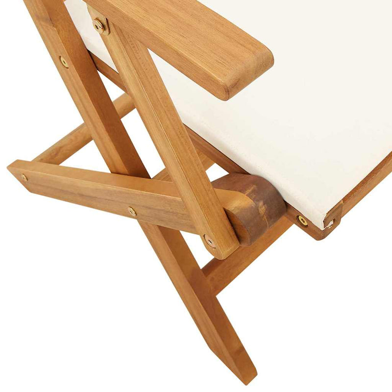 vidaXL Garden Chairs 2 pcs Cream White Solid Wood Acacia and Fabric