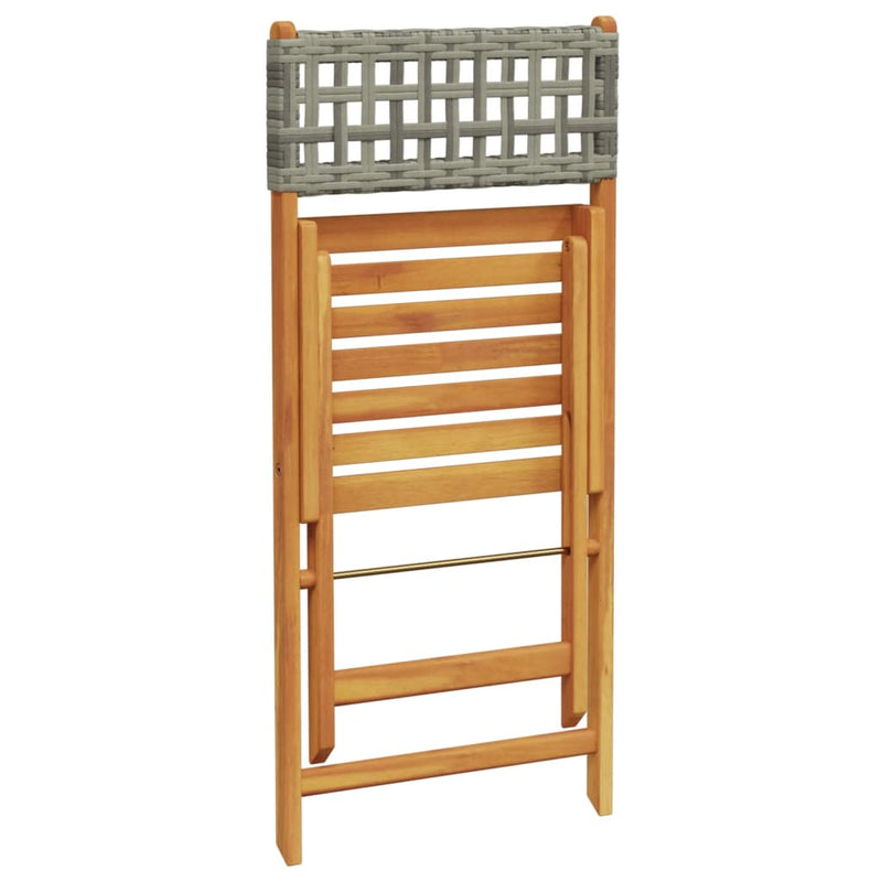 vidaXL Bistro Chairs 2 pcs Grey Solid Wood Acacia and Poly Rattan