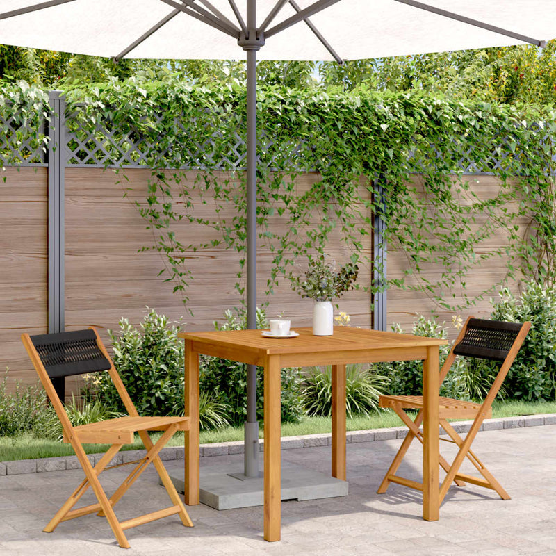 vidaXL Bistro Chairs 2 pcs Black Solid Wood Acacia and Rope