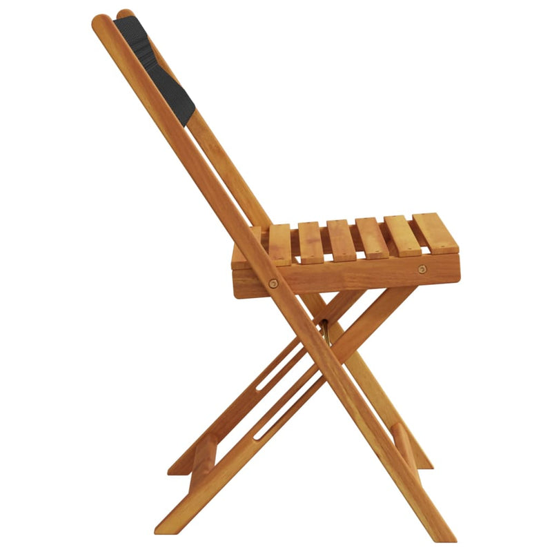 vidaXL Bistro Chairs 2 pcs Black Solid Wood Acacia and Rope