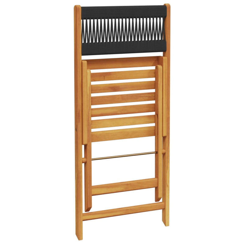vidaXL Bistro Chairs 2 pcs Black Solid Wood Acacia and Rope