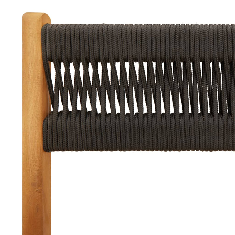 vidaXL Bistro Chairs 2 pcs Black Solid Wood Acacia and Rope