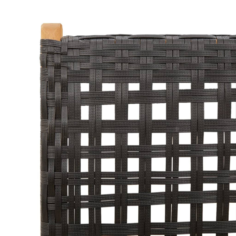 vidaXL Garden Chairs 2 pcs Black Solid Wood Acacia and Poly Rattan