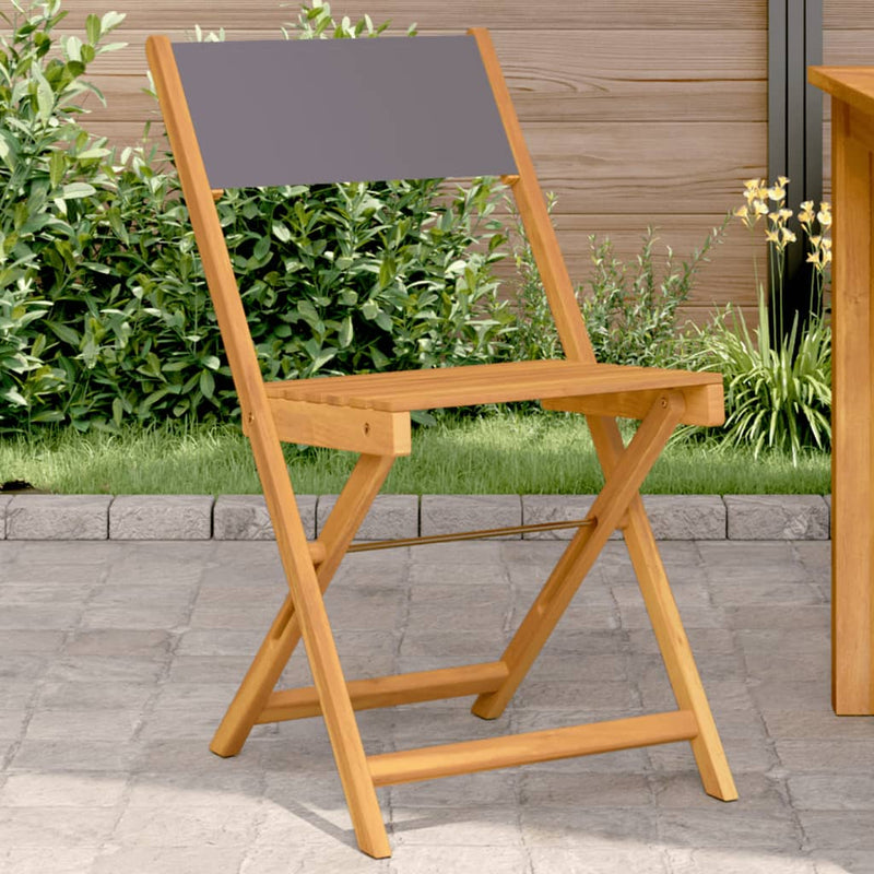 vidaXL Bistro Chairs 2 pcs Anthracite Solid Wood Acacia and Fabric