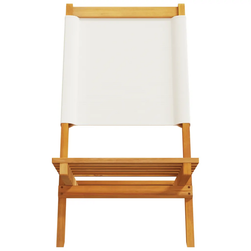 Garden Chairs 2 pcs Cream White Solid Wood Acacia and Fabric