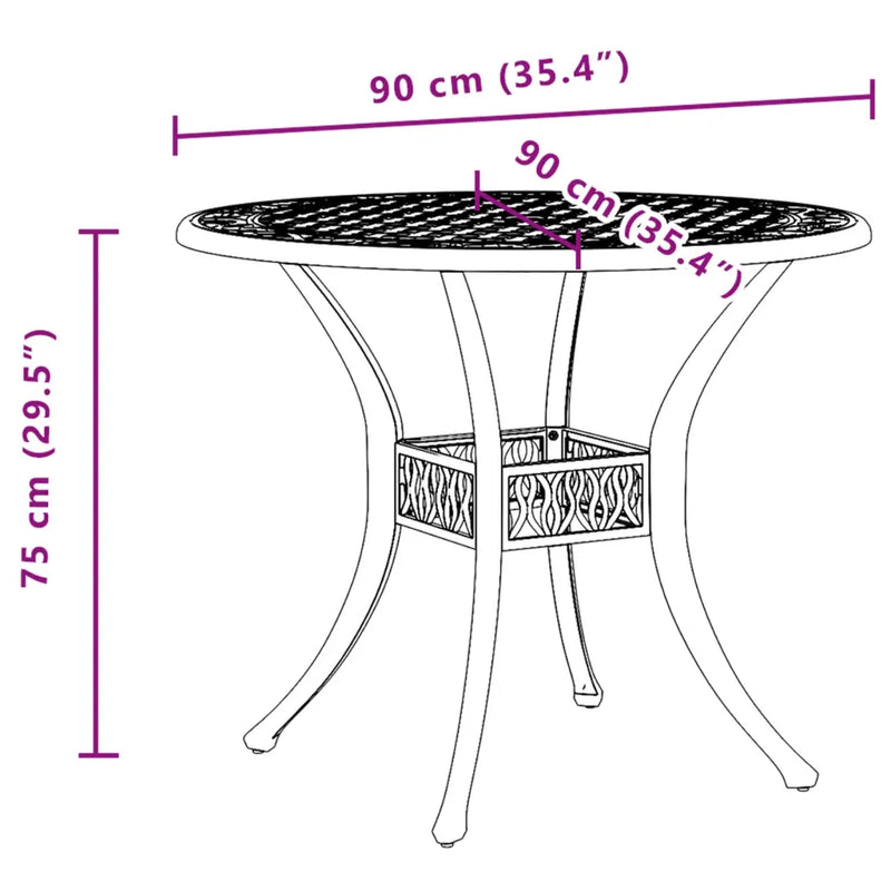Garden Table Bronze ��90x75 cm Cast Aluminium