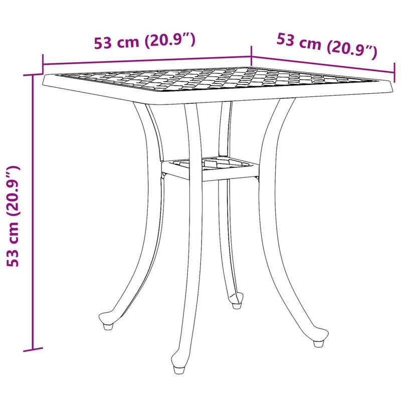 vidaXL Garden Table Black 53x53x53 cm Cast Aluminium