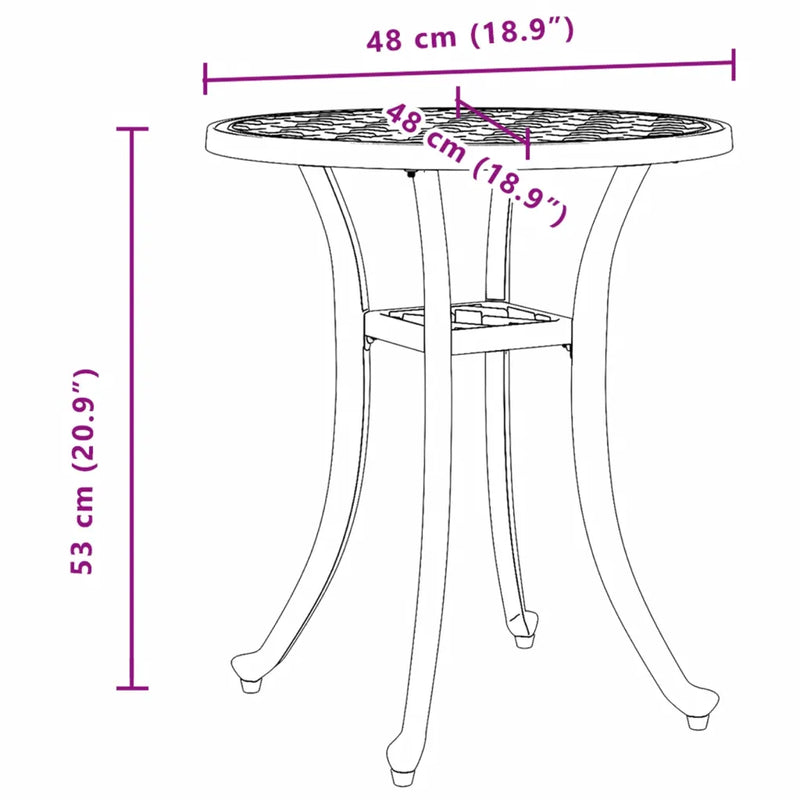 Garden Table Black ��48x53 cm Cast Aluminium
