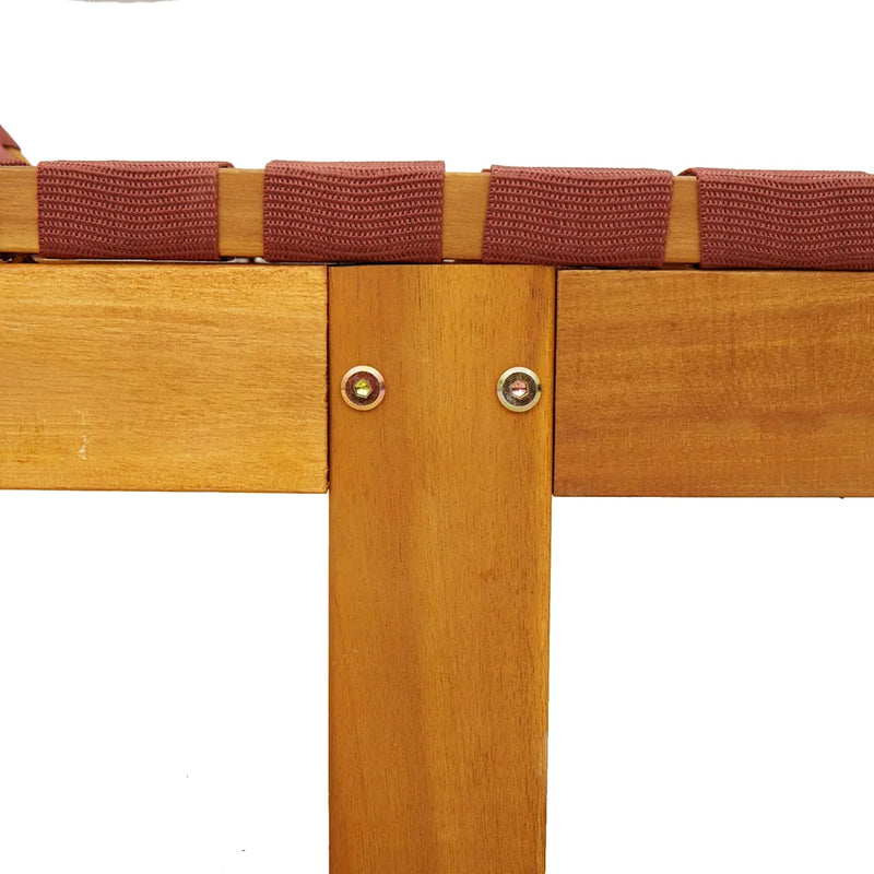 Sun Lounger Red Solid Wood Acacia and Fabric