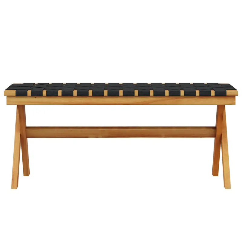 Garden Bench Black Solid Wood Acacia and Fabric
