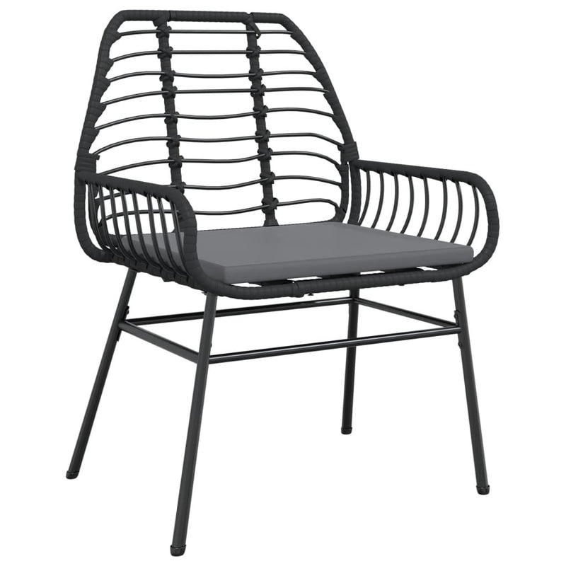 vidaXL Garden Chairs 2 pcs with Cushions Black Poly Rattan
