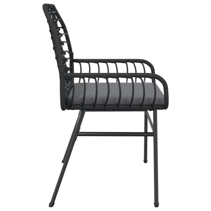vidaXL Garden Chairs 2 pcs with Cushions Black Poly Rattan