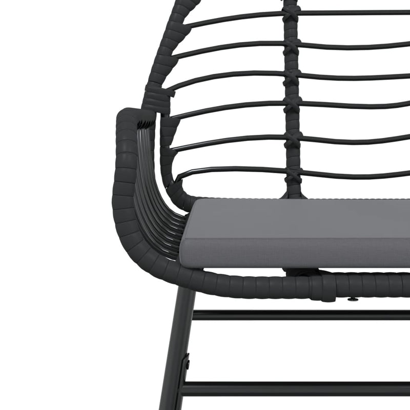 vidaXL Garden Chairs 2 pcs with Cushions Black Poly Rattan