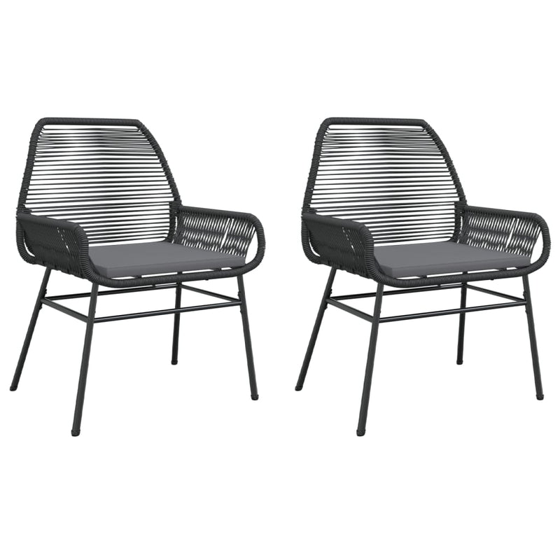 vidaXL Garden Chairs 2 pcs with Cushions Black Poly Rattan