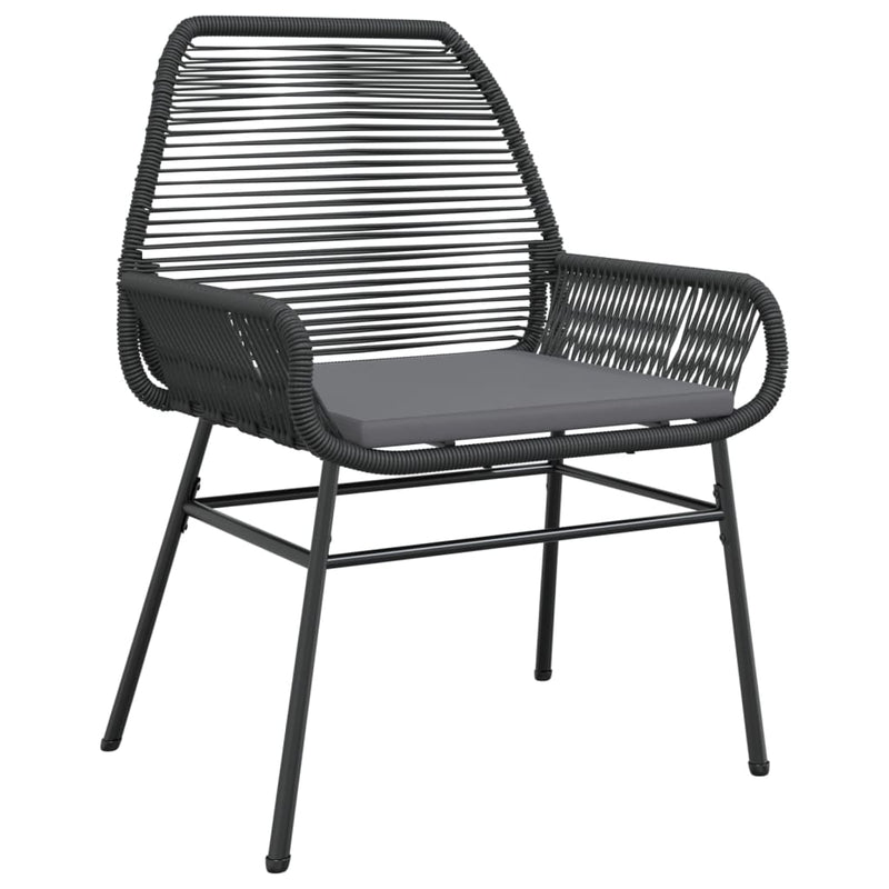 vidaXL Garden Chairs 2 pcs with Cushions Black Poly Rattan