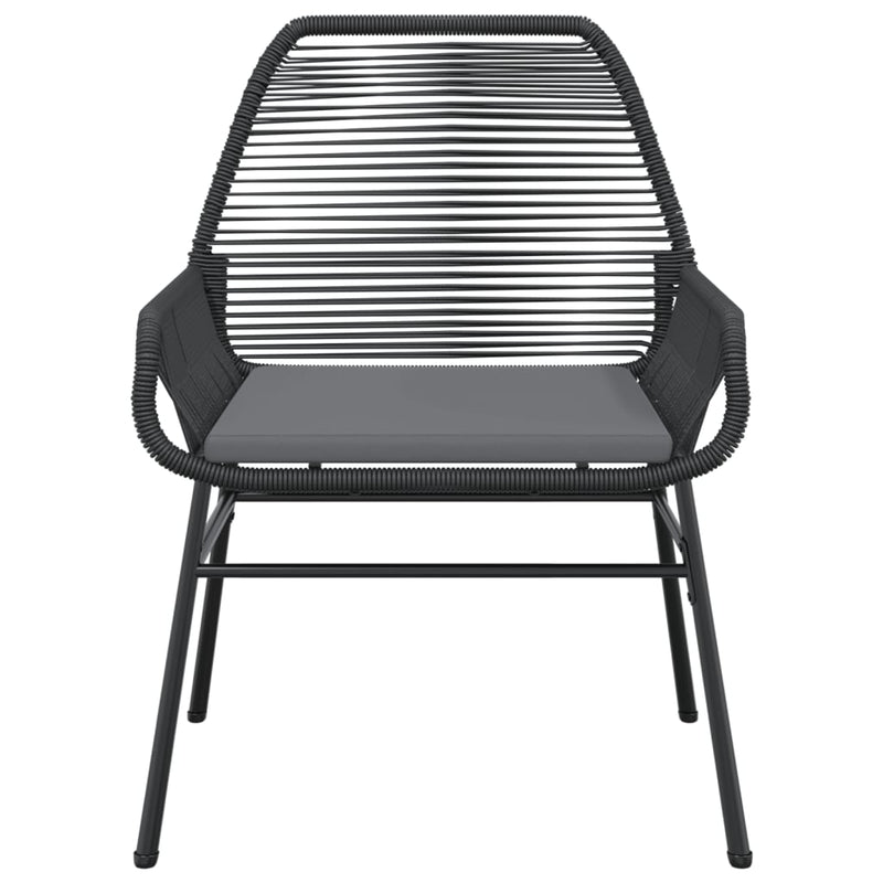 vidaXL Garden Chairs 2 pcs with Cushions Black Poly Rattan