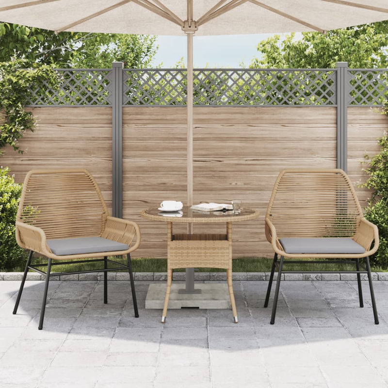vidaXL Garden Chairs 2 pcs with Cushions Brown Poly Rattan