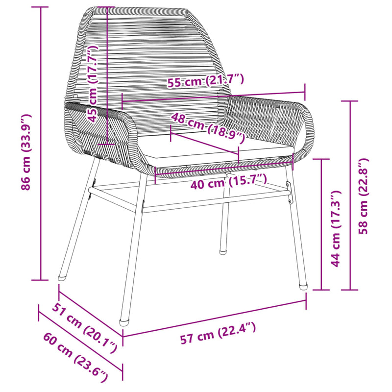 Garden Chairs 2 pcs with Cushions Brown Poly Rattan