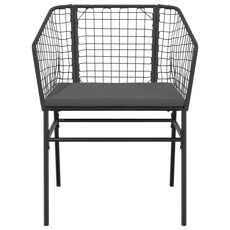 vidaXL Garden Chairs 2 pcs with Cushions Black Poly Rattan