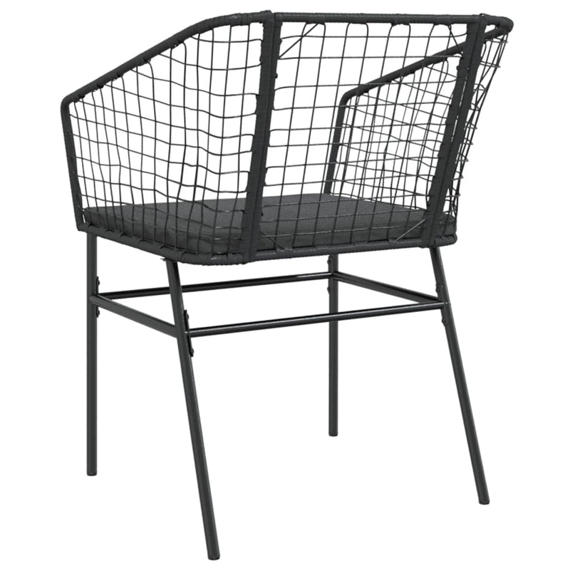vidaXL Garden Chairs 2 pcs with Cushions Black Poly Rattan