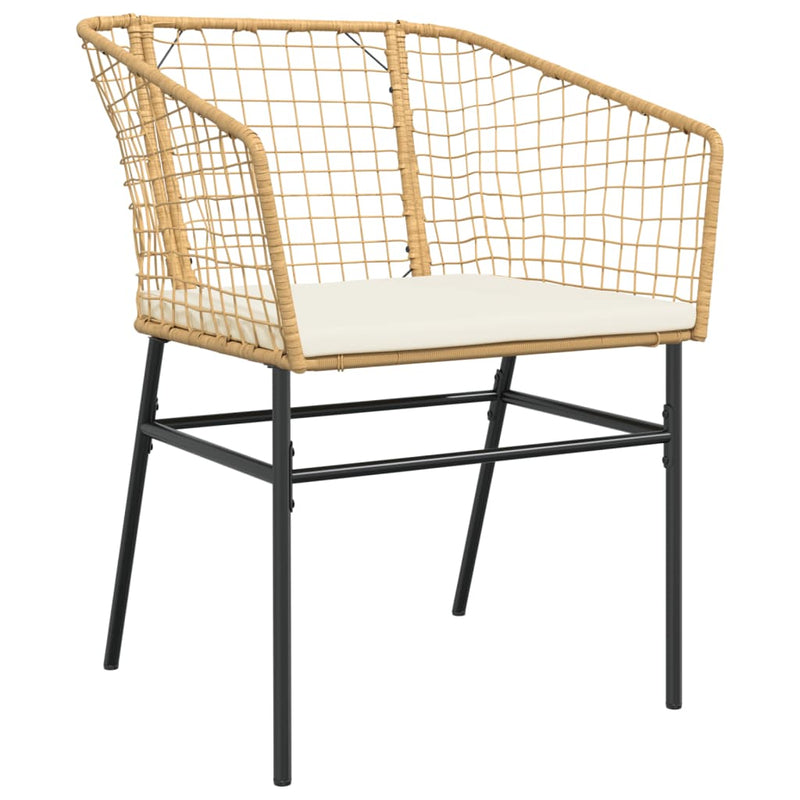 vidaXL Garden Chairs 2 pcs with Cushions Brown Poly Rattan