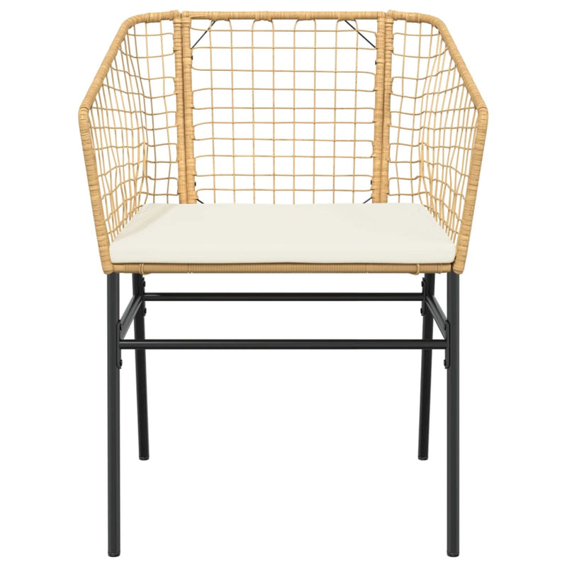vidaXL Garden Chairs 2 pcs with Cushions Brown Poly Rattan