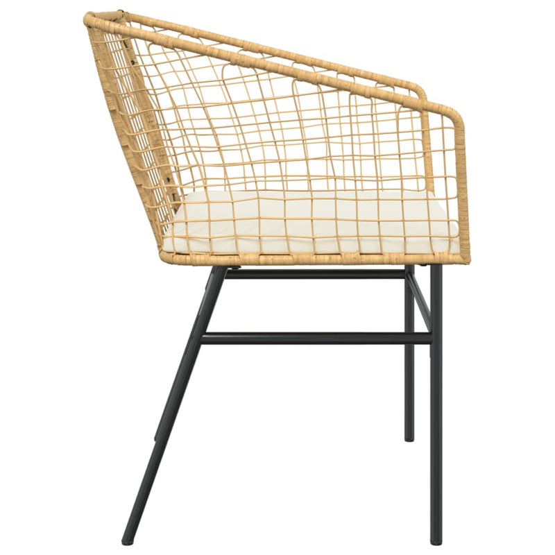 vidaXL Garden Chairs 2 pcs with Cushions Brown Poly Rattan