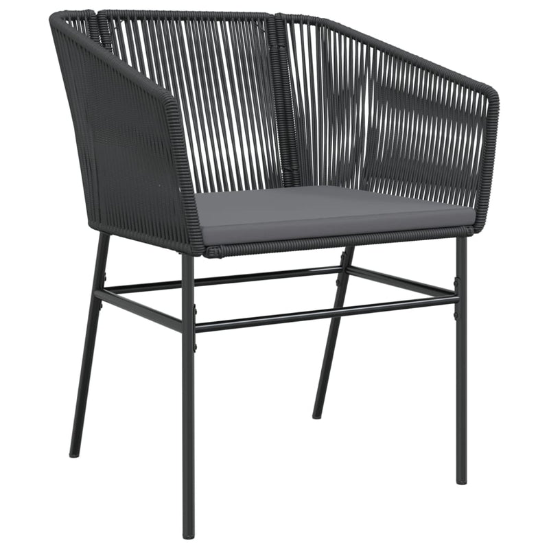 vidaXL Garden Chairs 2 pcs with Cushions Black Poly Rattan