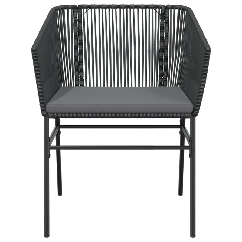 vidaXL Garden Chairs 2 pcs with Cushions Black Poly Rattan