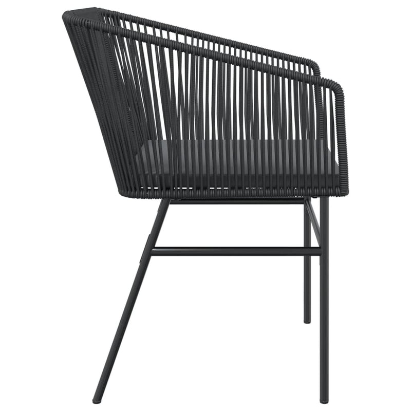 vidaXL Garden Chairs 2 pcs with Cushions Black Poly Rattan