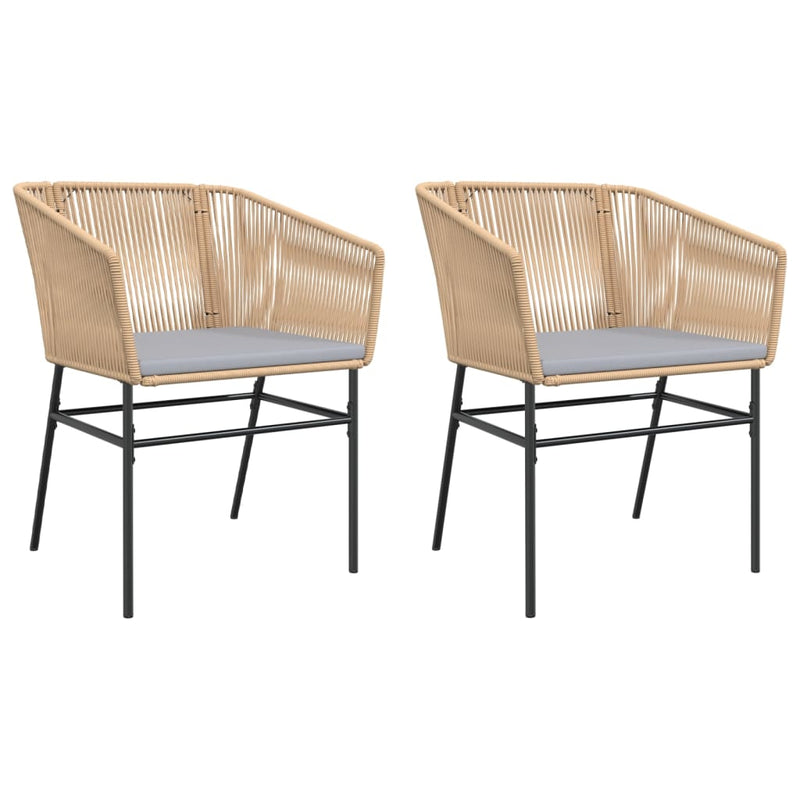 vidaXL Garden Chairs 2 pcs with Cushions Brown Poly Rattan