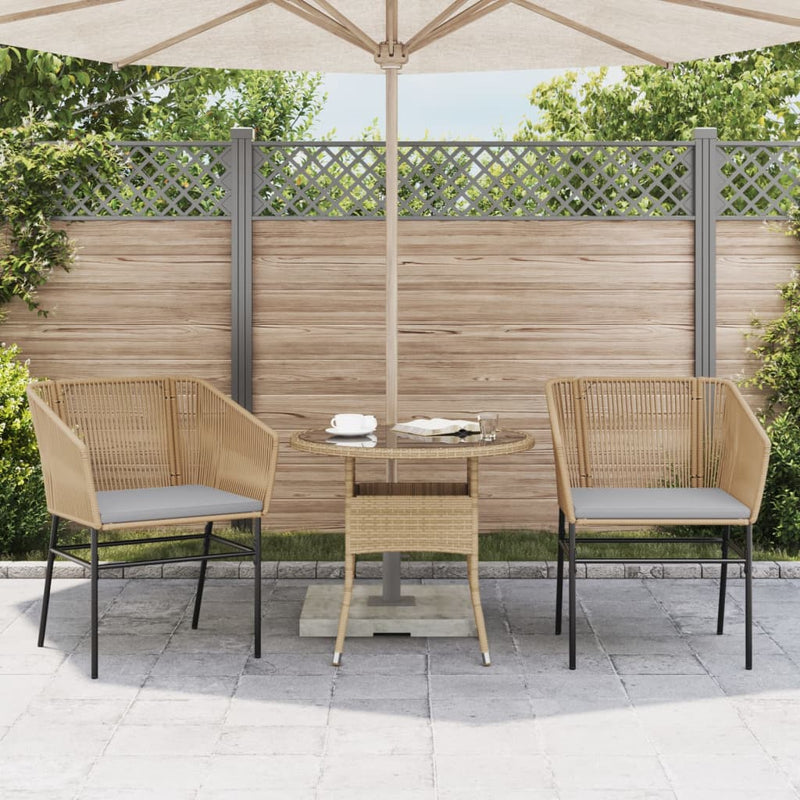 vidaXL Garden Chairs 2 pcs with Cushions Brown Poly Rattan