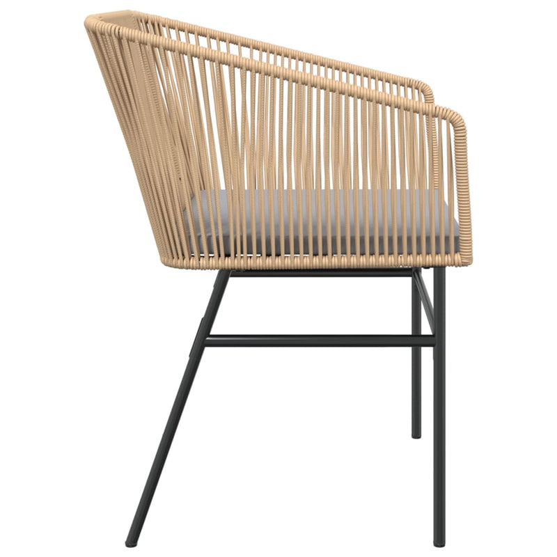 vidaXL Garden Chairs 2 pcs with Cushions Brown Poly Rattan