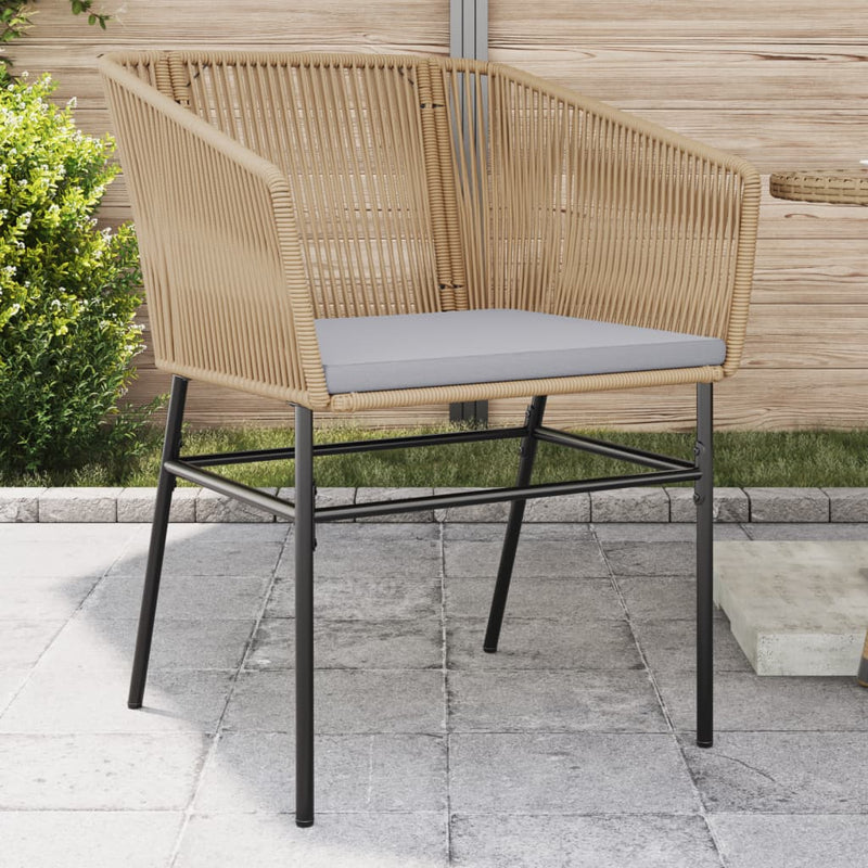 vidaXL Garden Chairs 2 pcs with Cushions Brown Poly Rattan