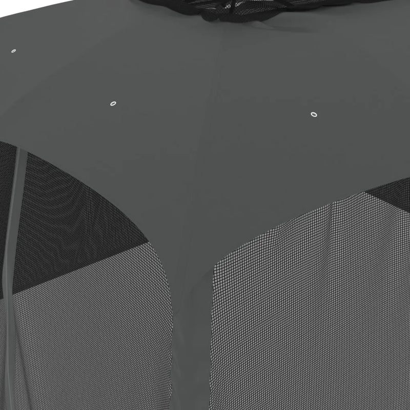 Gazebo with Double Roof&Mesh Walls Anthracite 3.93x2.93 m Steel