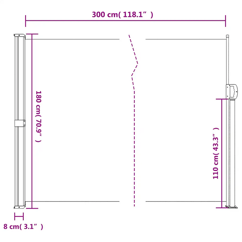 Retractable Side Awning Black 180x300 cm
