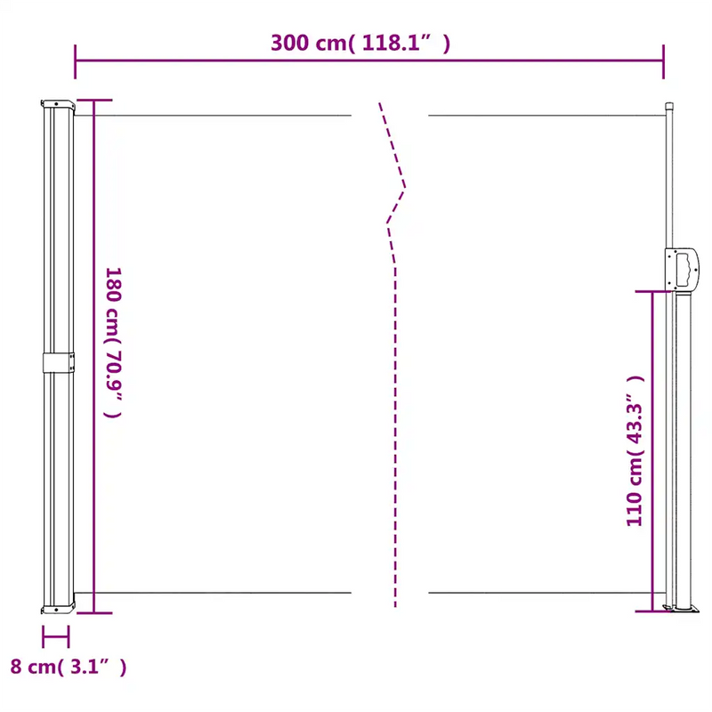 Retractable Side Awning Cream 180x300 cm