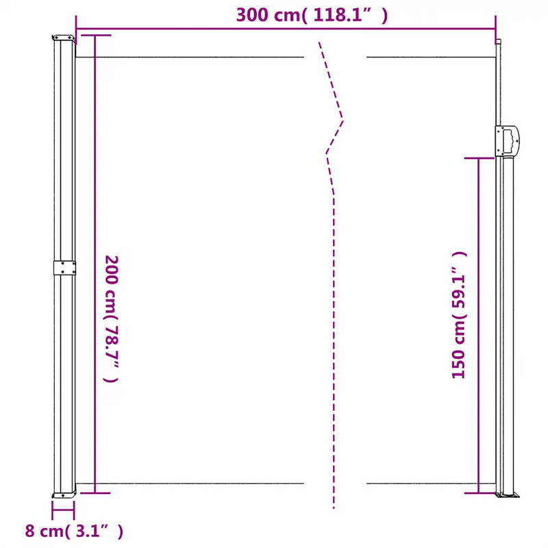 Retractable Side Awning Cream 200x300 cm