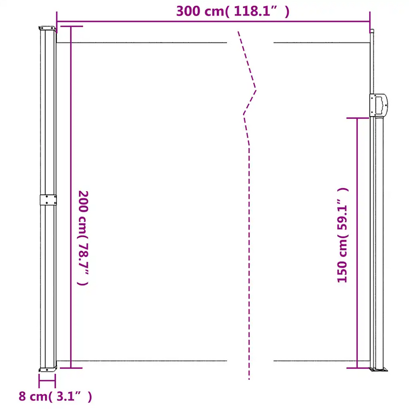 Retractable Side Awning Taupe 200x300 cm