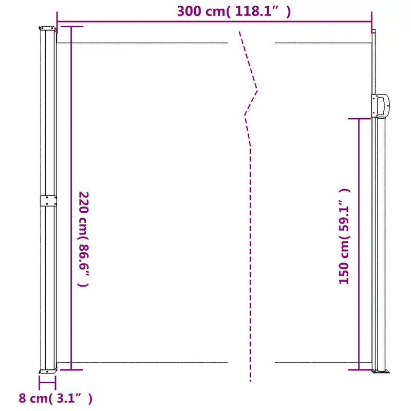 Retractable Side Awning Taupe 220x300 cm