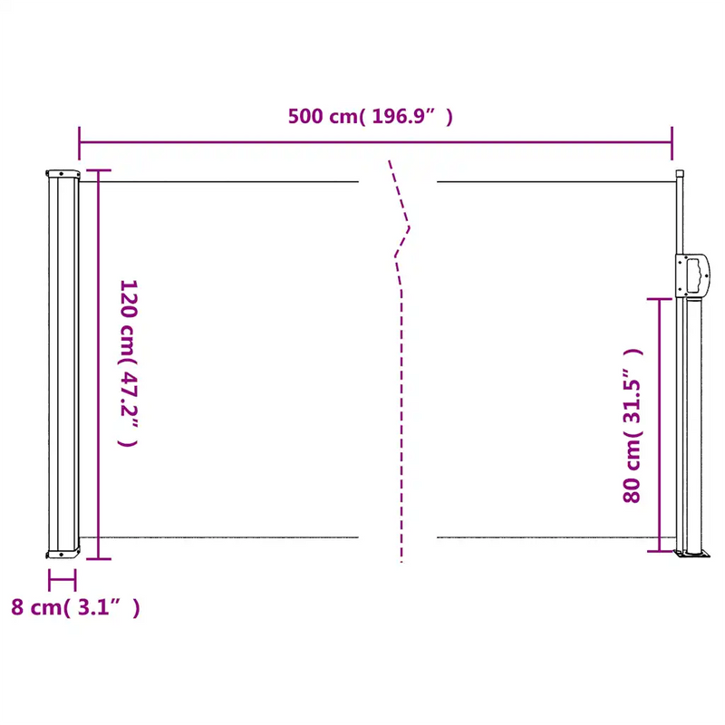 Retractable Side Awning Cream 120x500 cm