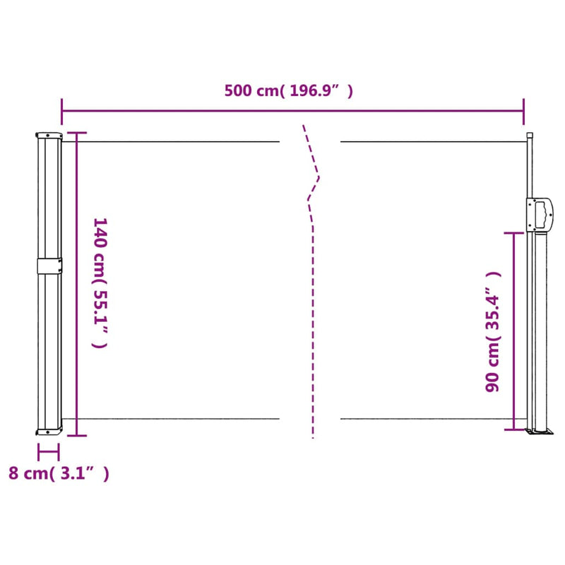 vidaXL Retractable Side Awning Anthracite 140x500 cm
