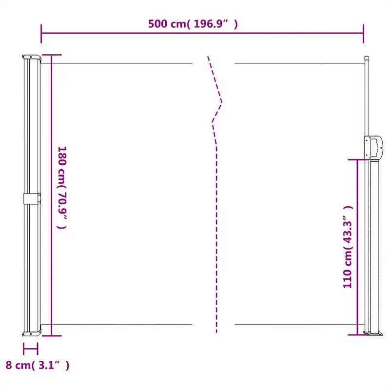 Retractable Side Awning Cream 180x500 cm